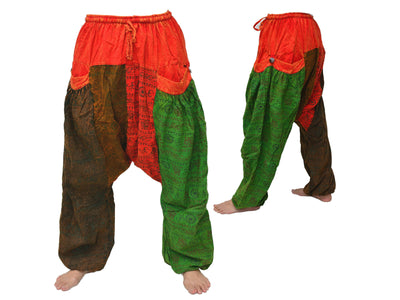 Goa Hippie Harem Pants Men Women patchwork 2 big pockets