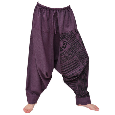 Harem Pants Lounge Pants Baggy Pants Men Women Purple 1 pocket