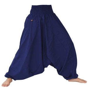 Harem Pants Low Crotch Pants Men Women Blue