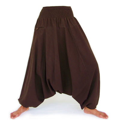 Harem Pants Low Crotch Pants Men Women Brown