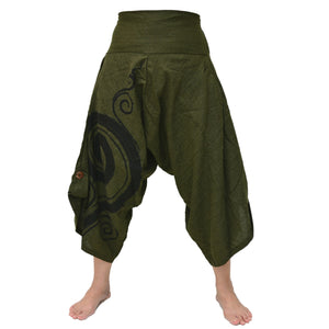 Women & Men Harem Pants Lounge Pants Shorts 1 Pocket Green