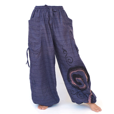 Harem Pants Baggy Pants Yoga Pants Men Women adjustable length Blue