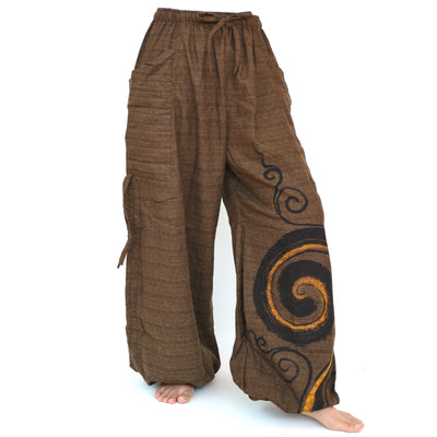 Harem Pants Baggy Pants Yoga Pants Men Women adjustable length Brown