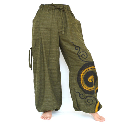 Harem Pants Baggy Pants Yoga Pants Men Women adjustable length Olive Green