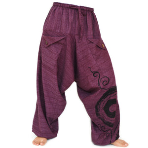 Harem Pants Drop Crotch Pants Baggy Pants Men Women Spiral Print Purple