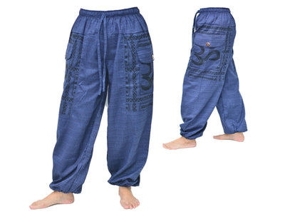 Aladdin Pants Harem Pants Men Women ॐ print Blue