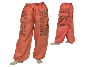 Aladdin Pants Harem Pants Men Women ॐ print Orange