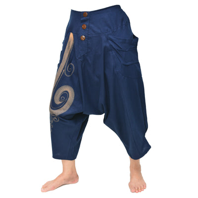 Women & Men Aladdin Pants Lounge Pants Shorts 2 Pockets Blue