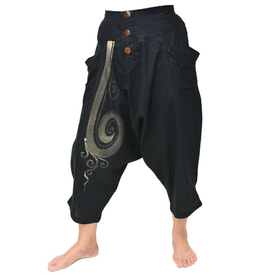 Women & Men Aladdin Pants Lounge Pants Shorts 2 Pockets Black