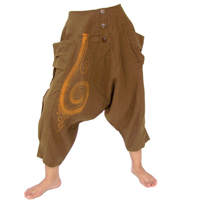Women & Men Aladdin Pants Lounge Pants Shorts 2 Pockets Beige