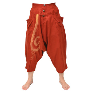 Women & Men Aladdin Pants Lounge Pants Shorts 2 Pockets Red