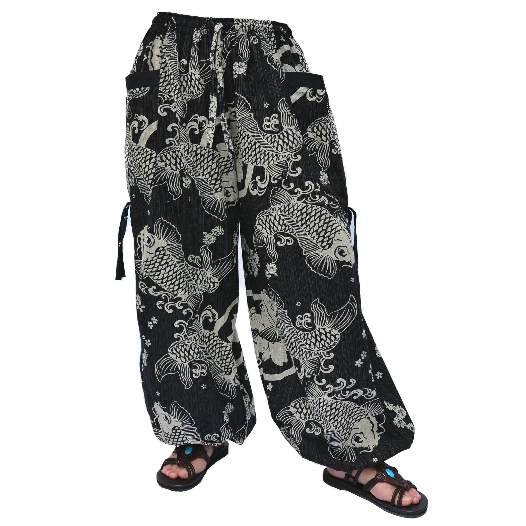 Harem Pants Yoga Pants Men Women adjustable length Hand Painted – Siamrose