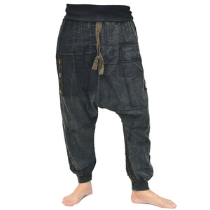 Goa Pants Hippie Pants Men Women Black Gray patchwork