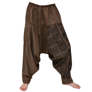 Harem Pants Lounge Pants Baggy Pants Men Women brown 1 pocket