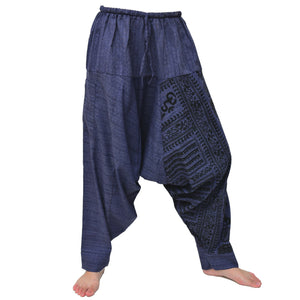Harem Pants Lounge Pants Baggy Pants Men Women Blue 1 pocket