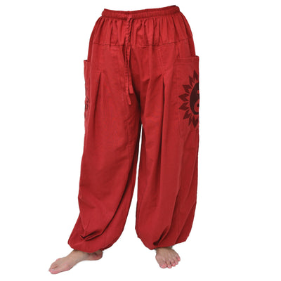 Aladdin Pants Harem Pants Men Women 2 Big Pockets printed Red