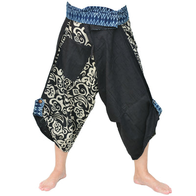 Samurai Pants Yoga Pants Ninja Pants Men Women Black Gray pattern