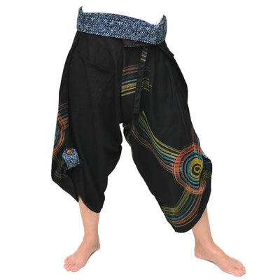Samurai Pants Yoga Pants Ninja Pants Men Women Hand Painted Black
