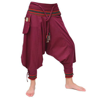 Samurai Pants Harem Pants Ninja Pants Men Women Marsala Red